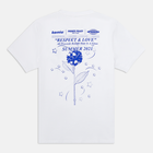 Kemio (けみお, ケミオ) x Private Policy x UPRISERS Respect and Love White Tee (tしゃつ, tシャツ, シャツ) with Pop Blue Puff Floral Print 