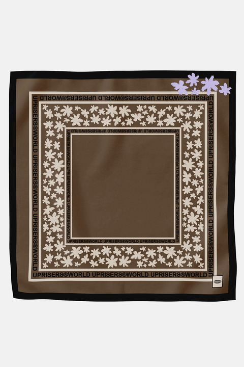 Uprisers.World x Complex Roots Bandana Brown floral with Embroidery