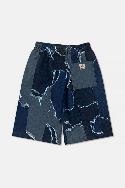 UPRS Wide Leg Camo Denim Jorts