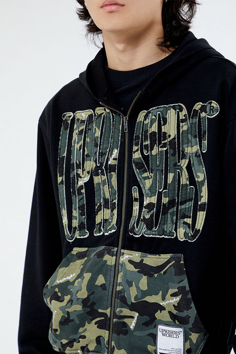 UPRISERS Black Camo Full Zip Hoodie