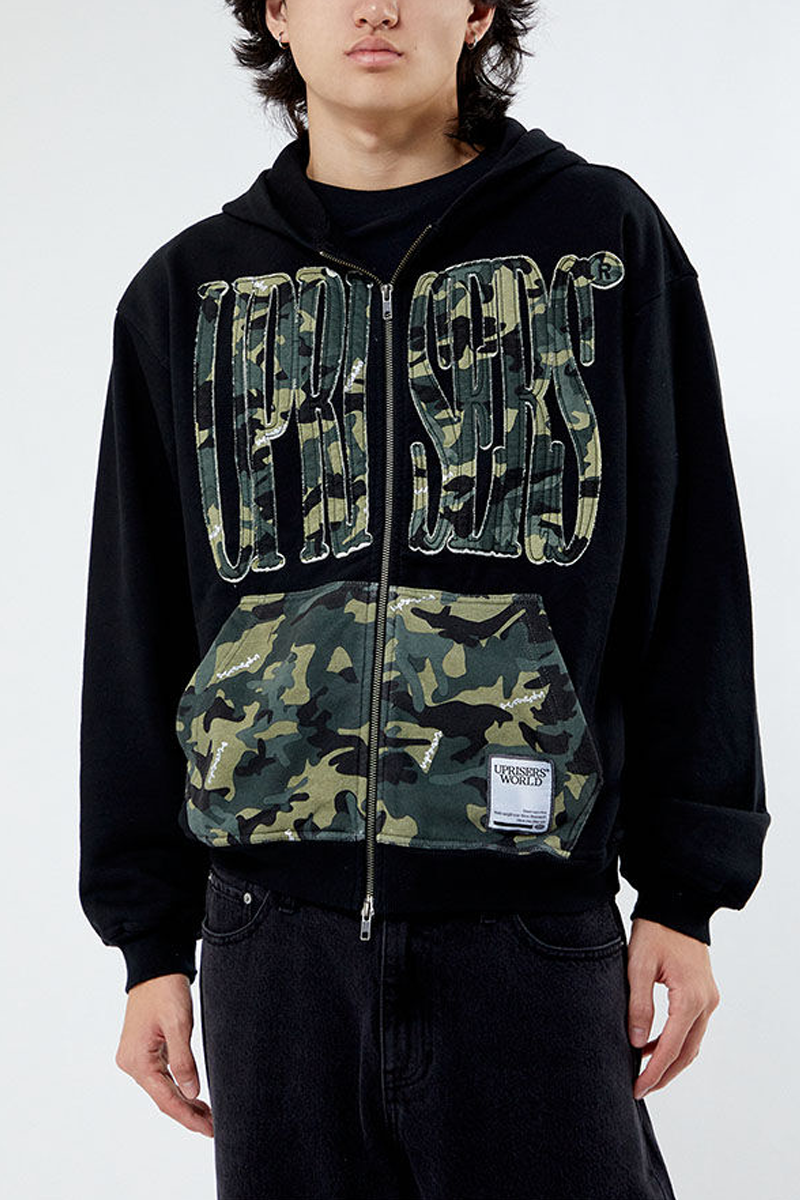 UPRISERS Black Camo Full Zip Hoodie – UPRISERS®