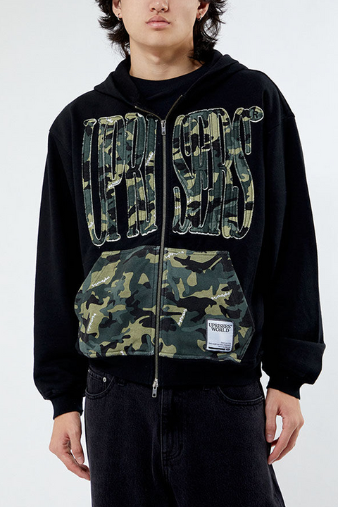 UPRISERS Black Camo Full Zip Hoodie