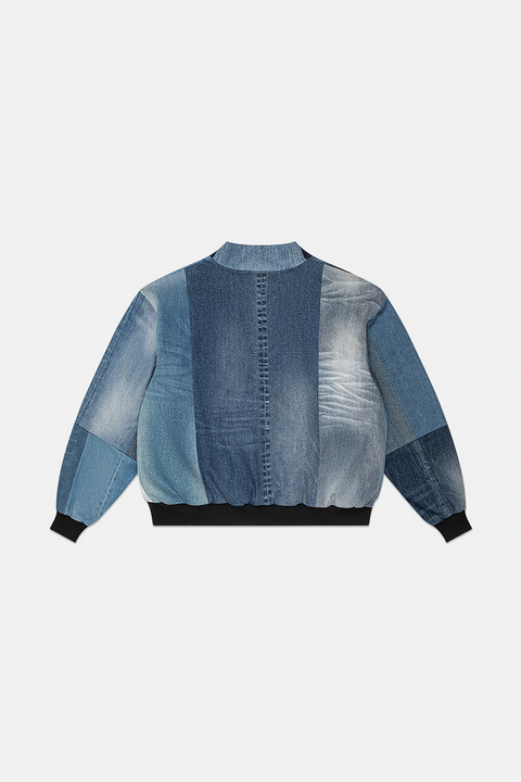 UPRISERS Upcycled Reversible Denim Bomber Jacket