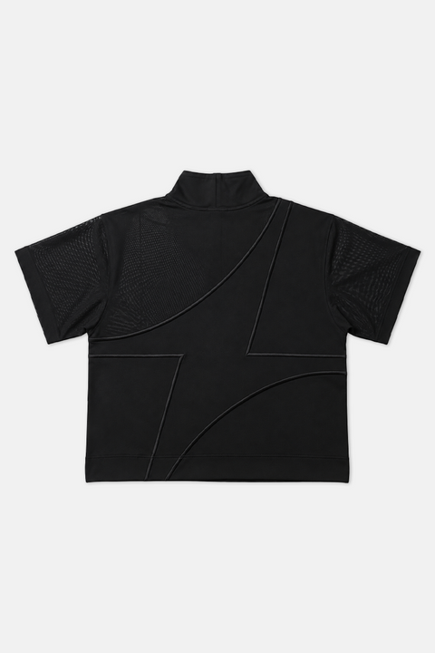 UPRS Black Sheer Half Zip Shirt