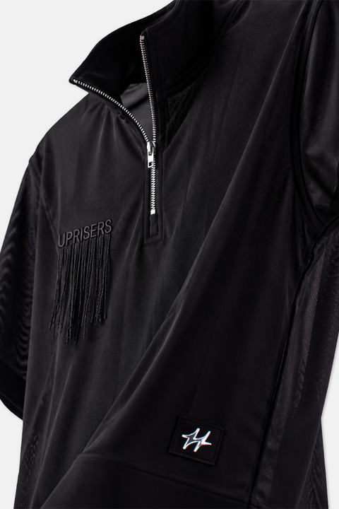 UPRS Black Sheer Half Zip Shirt