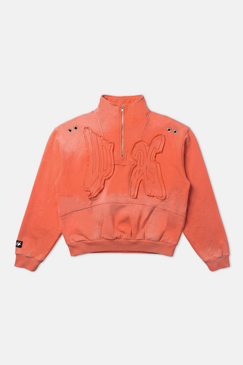 UPRS Cherry Dust Distressed Half Zip Sweatshirt