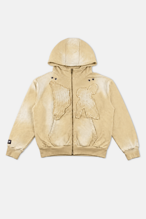 UPRS Sand Distressed Full Zip Hoodie