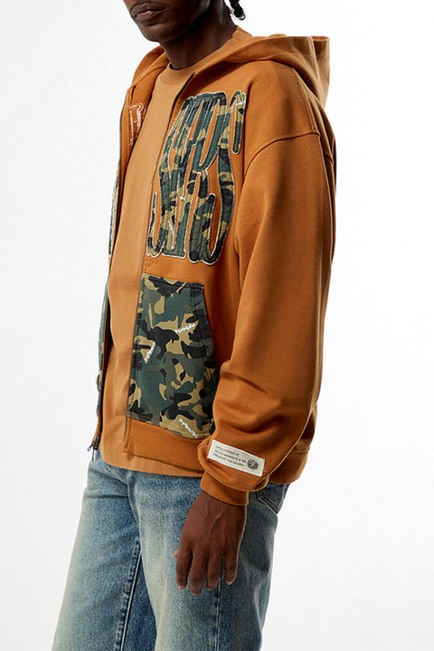 UPRISERS Brown Camo Full Zip Hoodie
