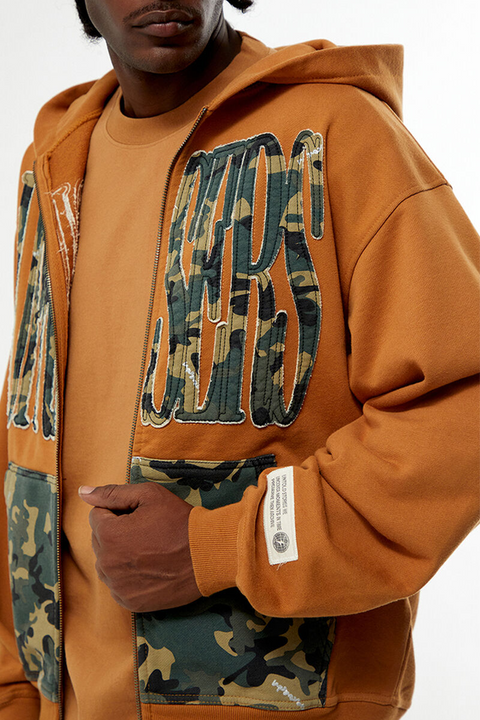 UPRISERS Brown Camo Full Zip Hoodie