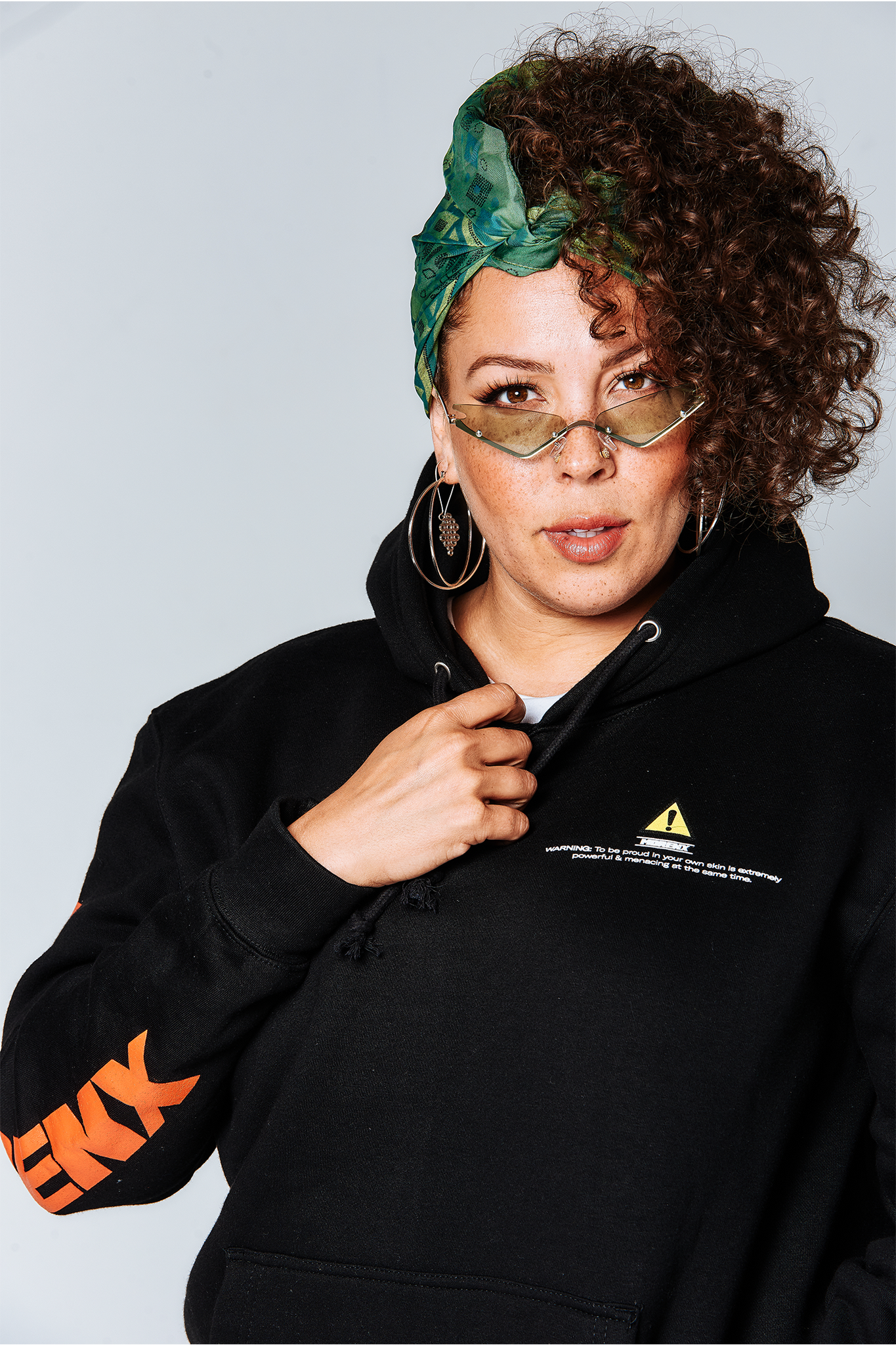 Asia Jackson MORENX x UPRISERS Unisex Black Graphic Hooded Sweatshirt