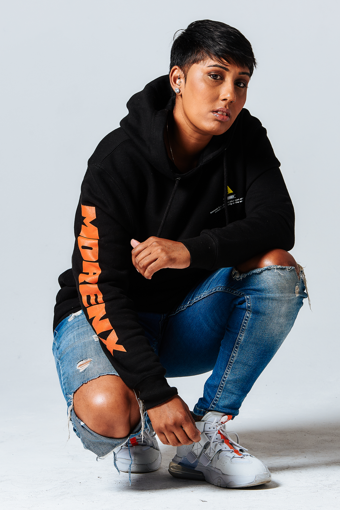 Asia Jackson MORENX x UPRISERS Unisex Black Graphic Hooded Sweatshirt