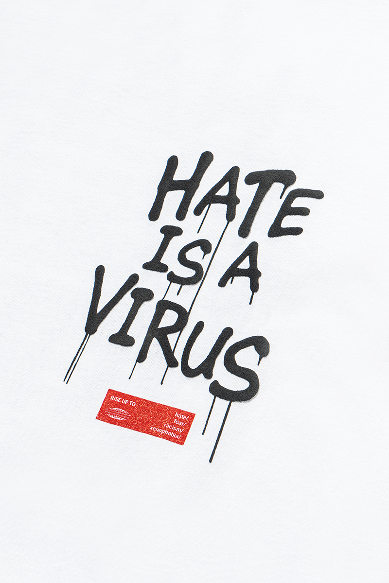 Hate is a Virus White Original Tee Hate Is A Virus logo chest print