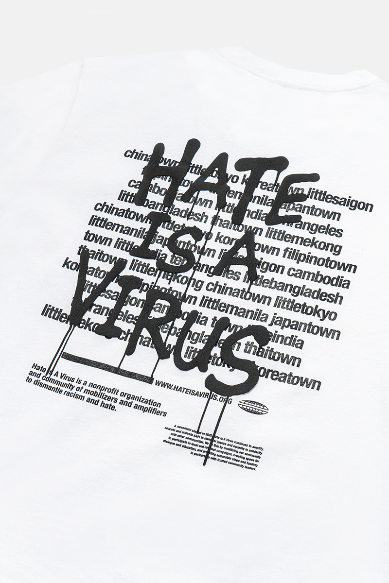 Hate is a Virus White Original Tee Hate Is A Virus back print
