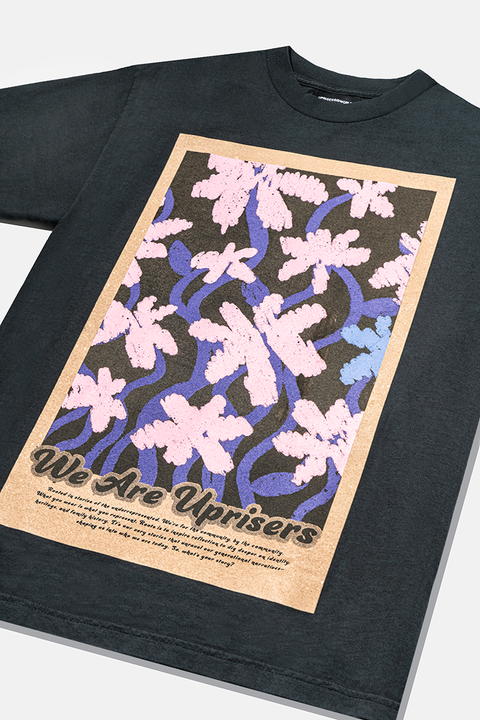 Uprisers.World x Complex Roots Vintage Black Tee Oversized We are Uprisers floral graphic